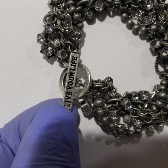 American Eagle Silver-Tone Twisted Crystal Cluster Bracelet – Women's Jewelry - Picture 7 of 11